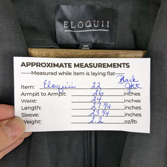 Eloquii Blazer 22 V Black Drapey Easy Fit Relaxed Long Sleeve Collar Jacket - Picture 8 of 9